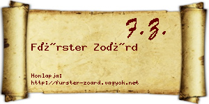 Fürster Zoárd névjegykártya